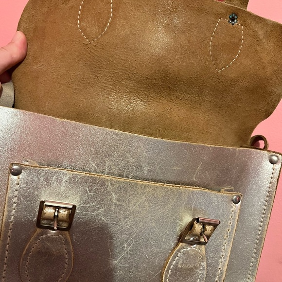 Silver leather satchel - Picture 3 of 4